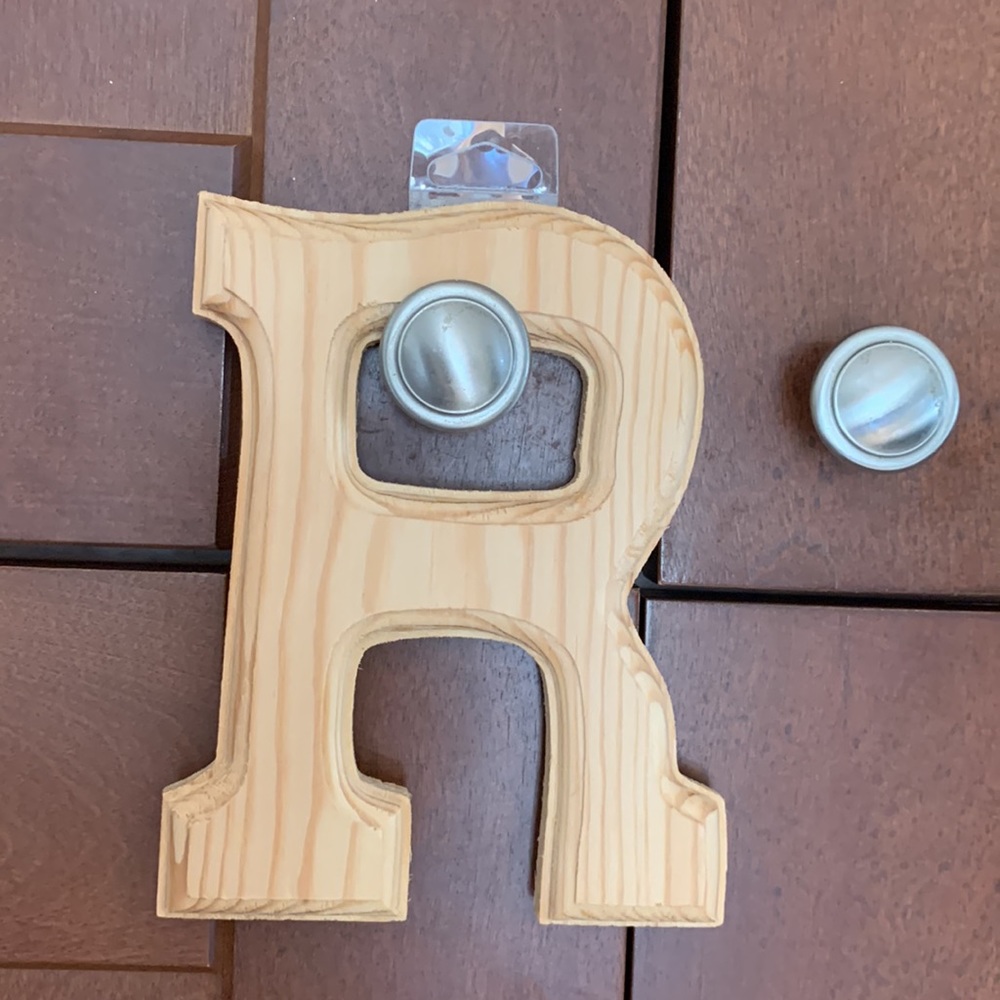 Free with purchase.  Wooden R for craft